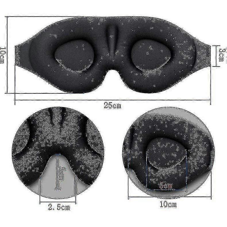 Eye Mask For Sleeping 3d Contoured Cup Blindfold Concave Molded Night Sleep Mask Block Out Light With Womenblack2pcs