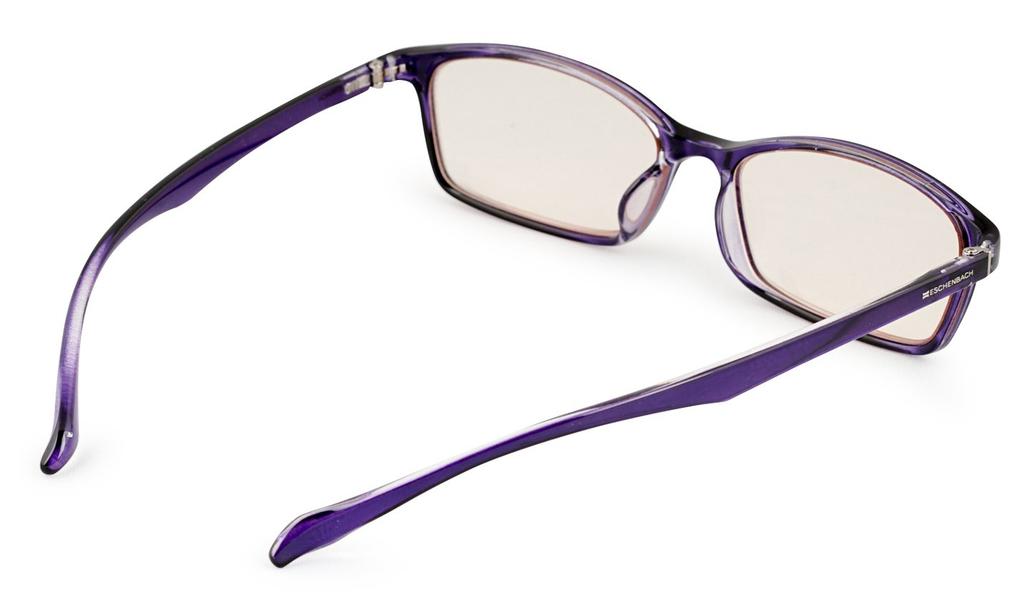 Eschenbach Очки для чтения, Фильтрующие синий свет, Бифокальные +2.0 +1.0, Для работы за компьютером, Эластичная оправа, Сделано в Японии, Прозрачно-фиолетовые, 2993-1120