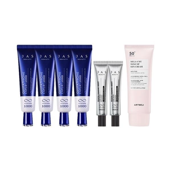 

JAS Glutathione Cream 30ml x4 + Freckle Cream 15ml x2 + ARTDELI Tone-up Sunscreen 50ml_23741430_634427