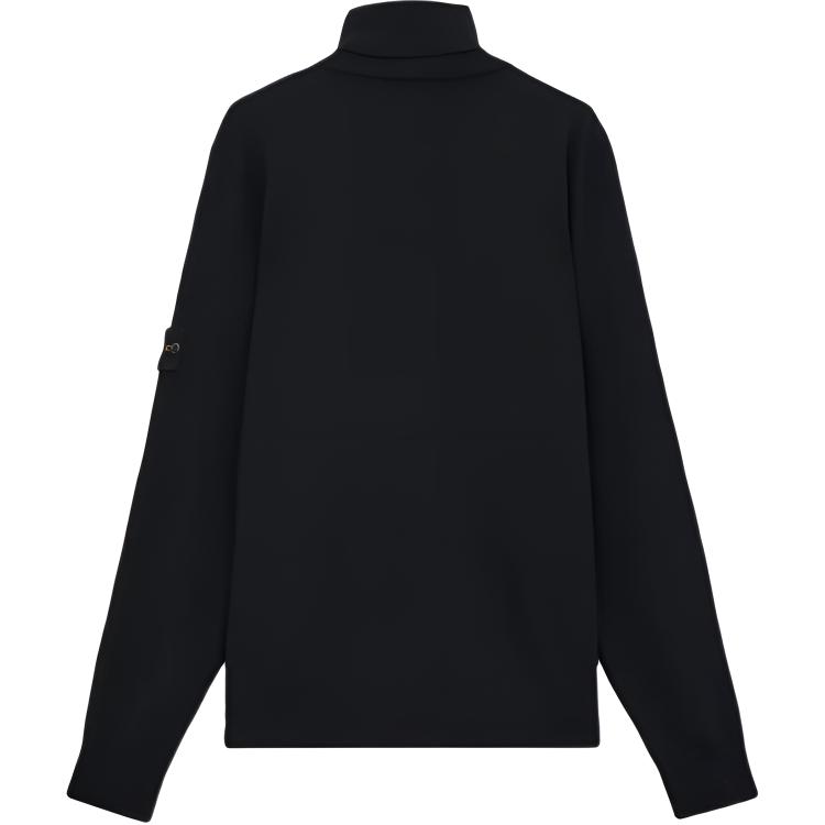 Stone Island Solid Color Logo Embroidered Pattern High Neck Pullover Sweater Men sweater Black 8115525C4-A0029