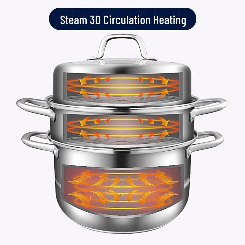 KOBACH 28cm 3-Tier Stainless Steel Steamer Pot
