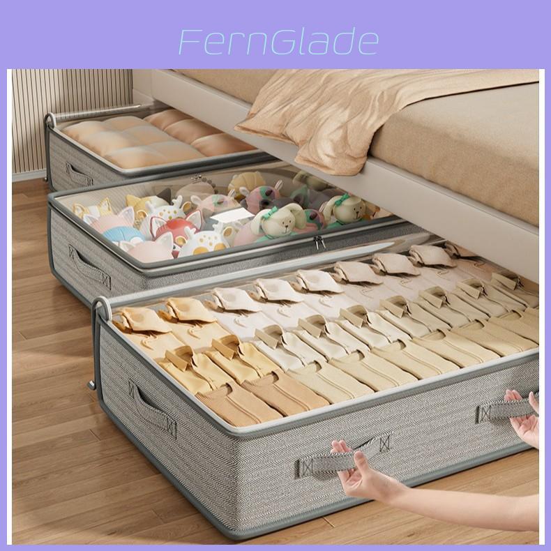Bed Under Clothes Storage Bin With Lid Foldable Nonwoven Fabric For Bedroom Organization