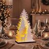 Lightweight Wooden Holiday Crafts LED Christmas Tree Tabletop Decor, Glowing Hollow Light Up Warm Atmosphere Room Decor Ornaments for Party
