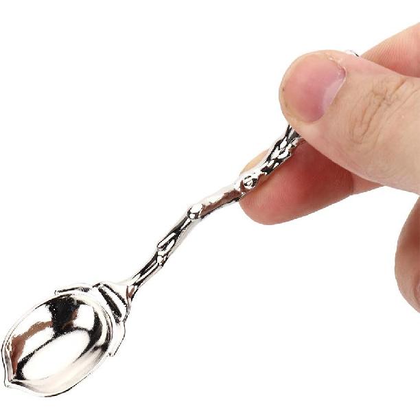 6PCS Vintage Coffee Spoons, Tea Fork Set, Zinc Crystal Mini Fancy Dessert Tableware for Home Office Party Coffee Bar