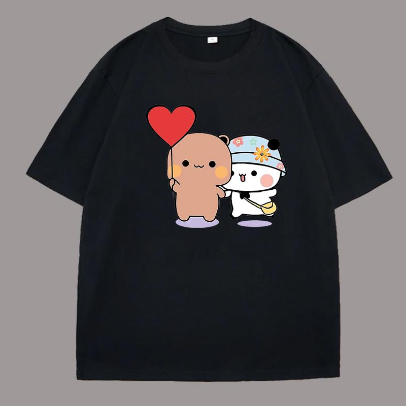 Tričko s motivem Dudu volá svému Bubu pro ženy a muže, vtipná trička s roztomilým medvědem Panda, letní volné oblečení s O-neck