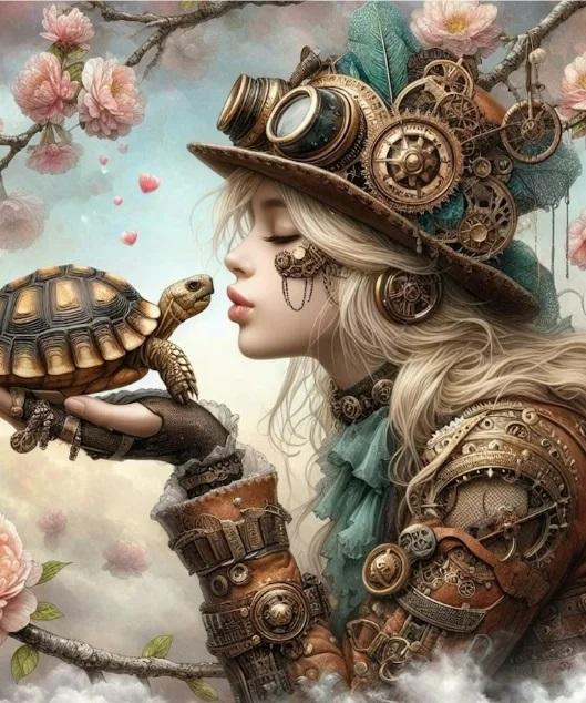 Diamond Painting Steampunk Girl With Little Dragon Bird Leopard Aniamls New 2024 5D DIY Diamond Mosaic Embroidery Cross Stith