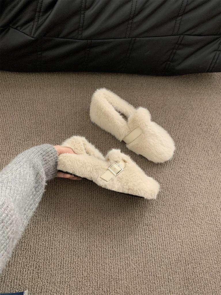 Mao Mao shoes for women's winter wear 2025 new spring and autumn models with thick soles and an inner height increase of 5cm, piled bean cotton shoes