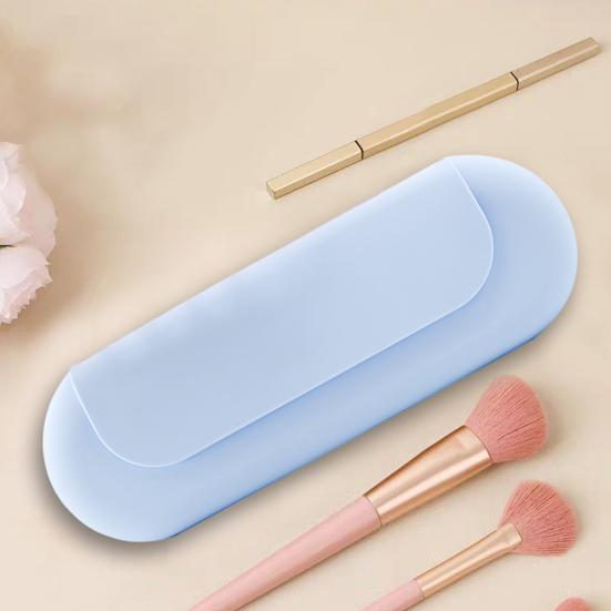 Silicone Makeup Brush Organizer Storage Box Large Capacity Magnetic Closure Waterproof Portable Travel Cosmetic Brush Case