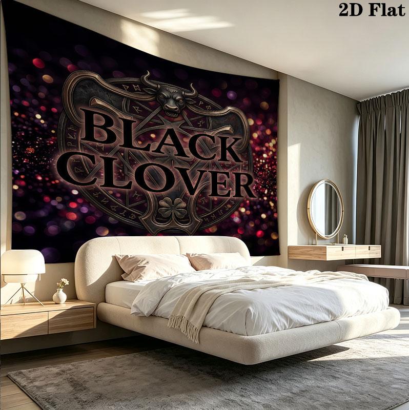Black Clover Wandteppich Ästhetischer Wandbehang Bedruckter Stoffdecke Dekorative Wandteppiche Für Schlafzimmer Wohnzimmer Heimdekoration