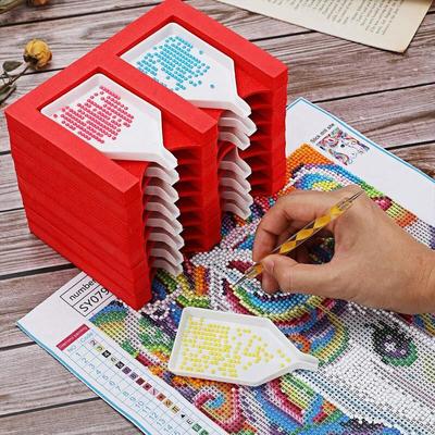 16-slot Diamond Painted Tray Storage Box Diamond Painted Accessories Tray Tado Boat Frame Diamond Painted Toolbox DIY Crafts (16 White Trays)