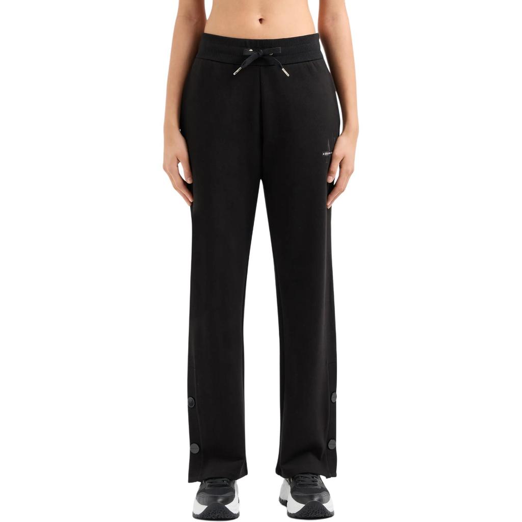 Armani Exchange Ss24 Solid Logo Print Drawstring Mid-Rise Straight Leg Casual Pants Women Pants Black 3DYP81-YJFMZ-1200