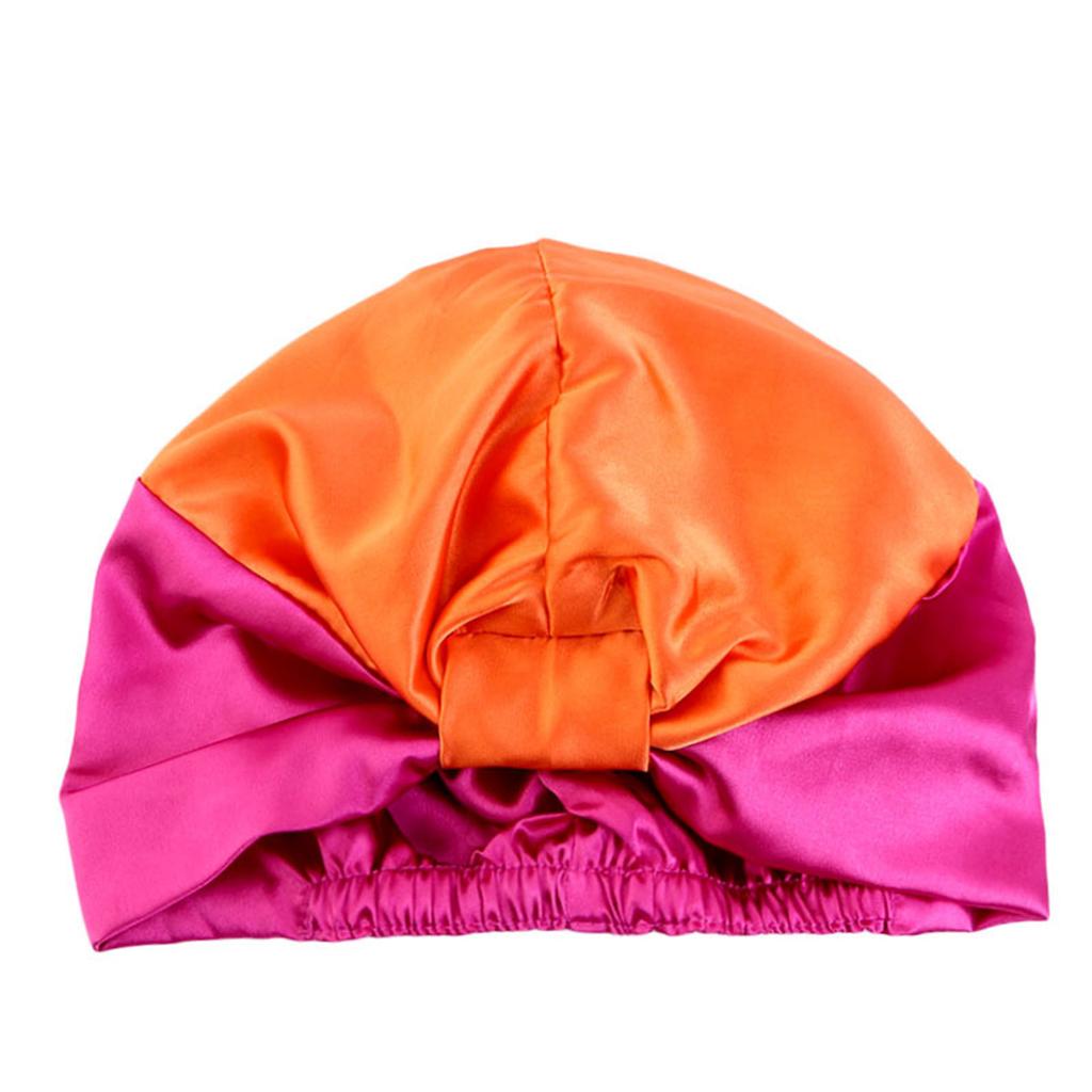 Women's Double-Layered Reusable Silk Satin Sleep Headwrap for Nighttime Beauty Routine – Elastic Band & Knot Closure Shower Bathing Cap