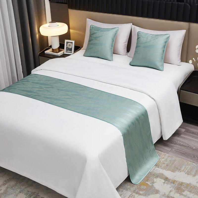 Einfarbiges Figurenmuster Bett-Handtuch Hotel Minimalistisch Doppelseitige Betten-Fahne Bettwäsche Läufer Zubehör Nachttischmatten Ferienwohnungen