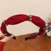 Fashion Flocking Sponge Oval Headband Chinese New Year Red High Cranial Top Pressure Hair Headband Vintage Premium Hair Accessories