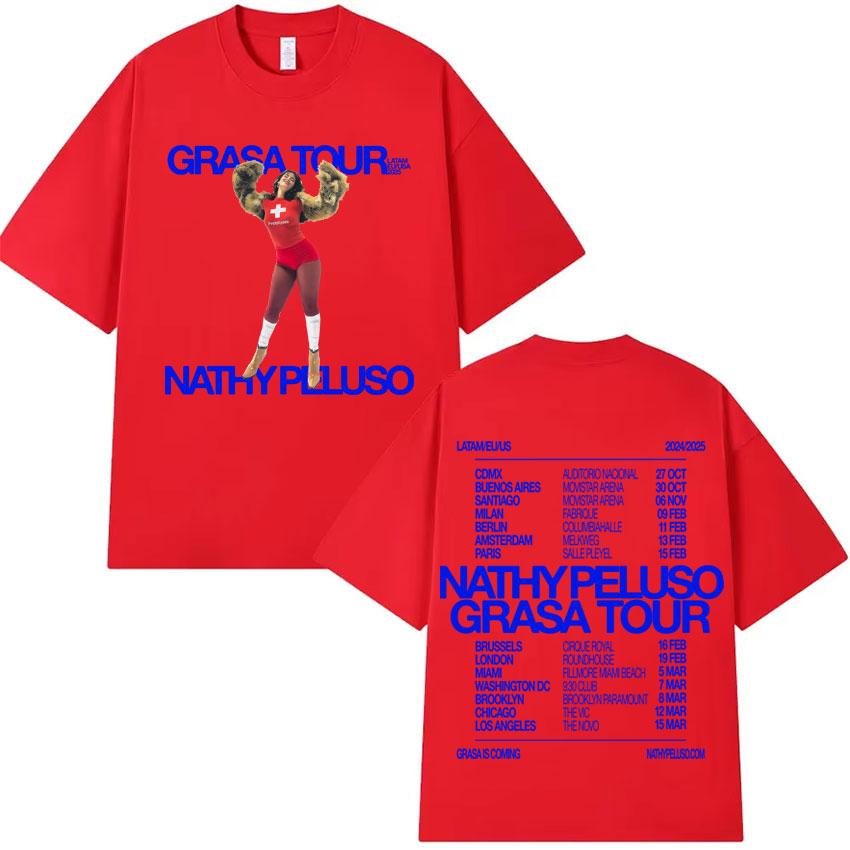 Nathy Peluso Grasa Tour Album Graphics T Shirt Fashion High Quality Tshirt Mens Women Cotton Summer Tee Shirt Streetwear Unisex