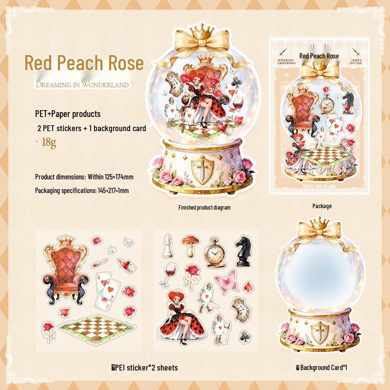 Alice's Wonderland Scenery Stickers: Crystal Ball, Journal Miniatures, DIY Decoration Pack