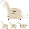 Vidaxl Reclining Massage Armchair, Cream, Fabric Upholstered