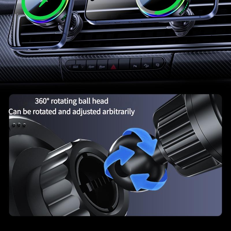 Caricabatterie per auto magnetico Qi2.2 da 25W Raffreddamento a semiconduttore Supporto per auto wireless Supporto per bocchetta d'aria per iPhone Samsung Android Veloce e Fresco