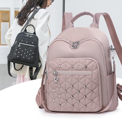 Rhomboid Rivet Backpack Women's Travel Bag Large Capacity Backpack