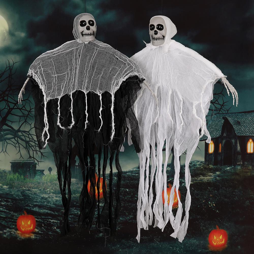 Halloween Hanging Skeleton Ghost Gauze Ornament for Outdoor Decoration