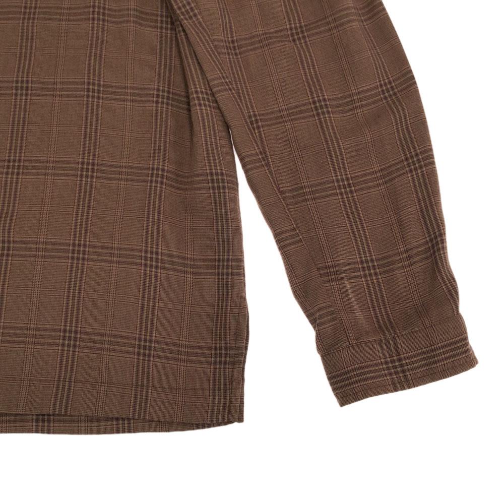 LIDNM Check Pattern Long Sleeve Half Zip Shirt L Brown Men's Used