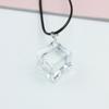 Transparent Large Ice Cube Pendant Necklace for Women 45+5cm PU Leather Wax Line Clavicle Collar Jewelry Gift