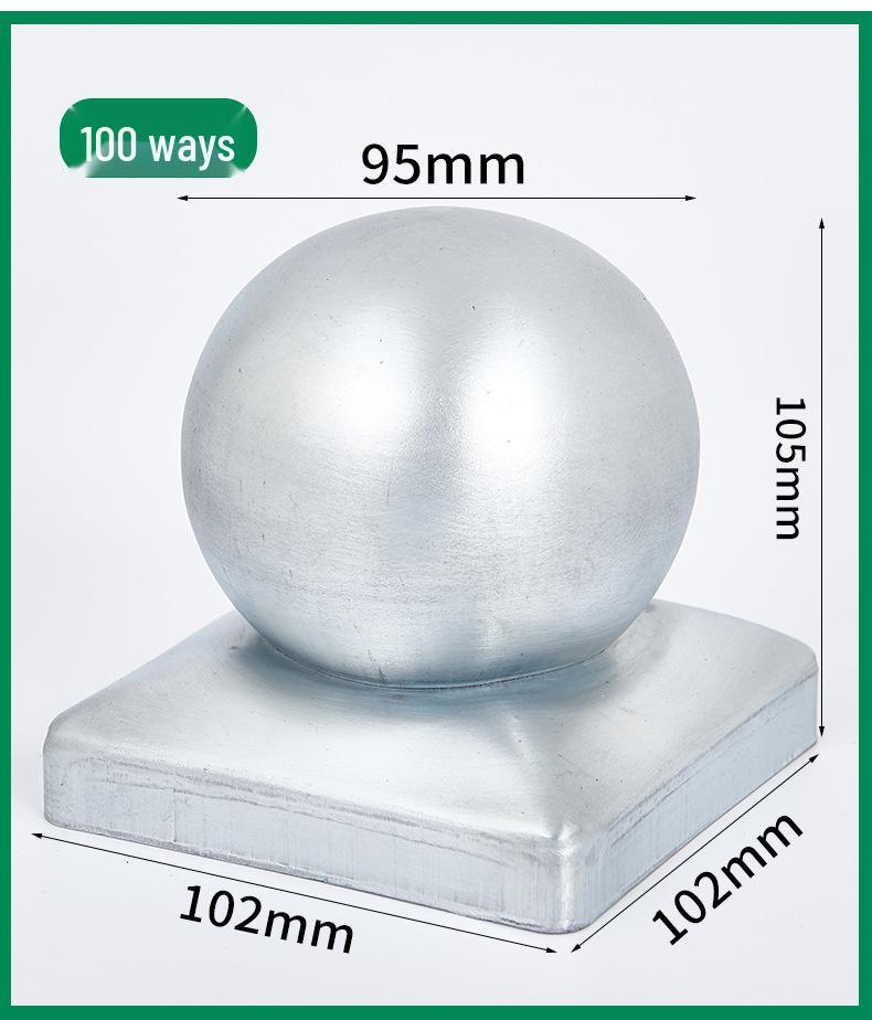 Wrought Iron Galvanized Ball Fence Post Cap for Square & Round Tubes