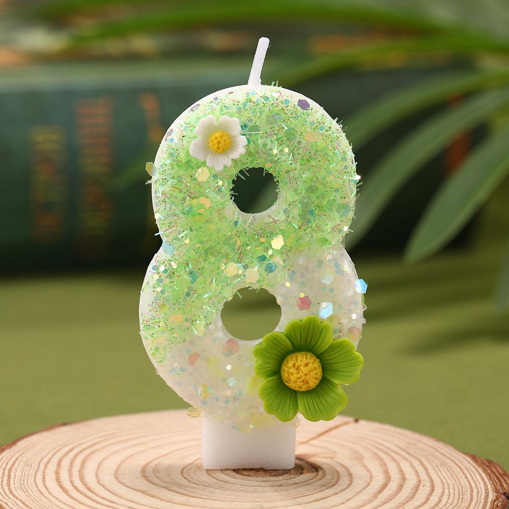 Forest Daisy Number Candles - First Birthday Cake Decorations