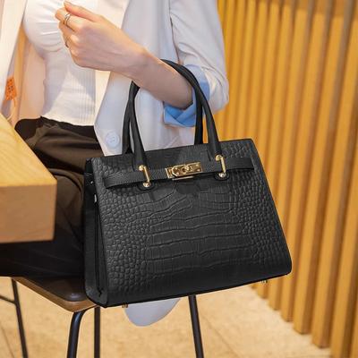 Velká taška Lehký luxus Výklenek High-end Krokodýlí vzor Tote taška Velká kapacita Všestranná dojíždějící taška přes rameno Dámská