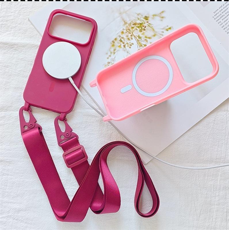 Crossbody Lanyard Case For iphone 17 Air 16 15 14 13 12 Mini 11 Pro Max Plus For Magsafe Silicone Soft Magnetic Back Cover