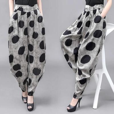 Vintage Ethno-Stil Frühling Elastisch Hohe Taille Haremshose Damen Bedruckt Punkt Patchwork Taschen Lässige Hose