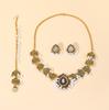 European and American Retro Metal Earrings Necklace Set, Pearl Tassel Forehead Chain Hair Accessories 1-piece Set