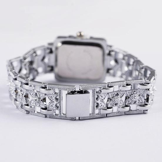 Fashion Rectangle Dial Rhinestone Alloy Band Lady Women Gift Analog Wrist Watch