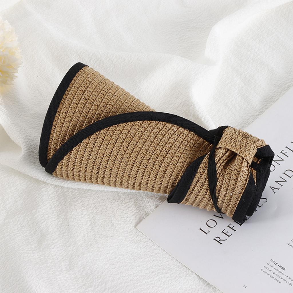 Summer Beach Sun Hat For Women Portable Folding Wide Brimmed Straw Hat Fashion Bow Shaped Hollow Top Straw Hat Girls Bucket Hats