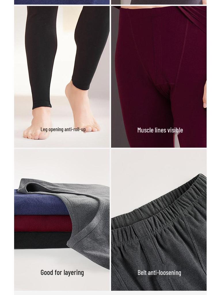 Men's Slim-Fit Fleece-Lined High-Neck Thermal Underwear Set (Plus Size), Ideal for Cold Weather