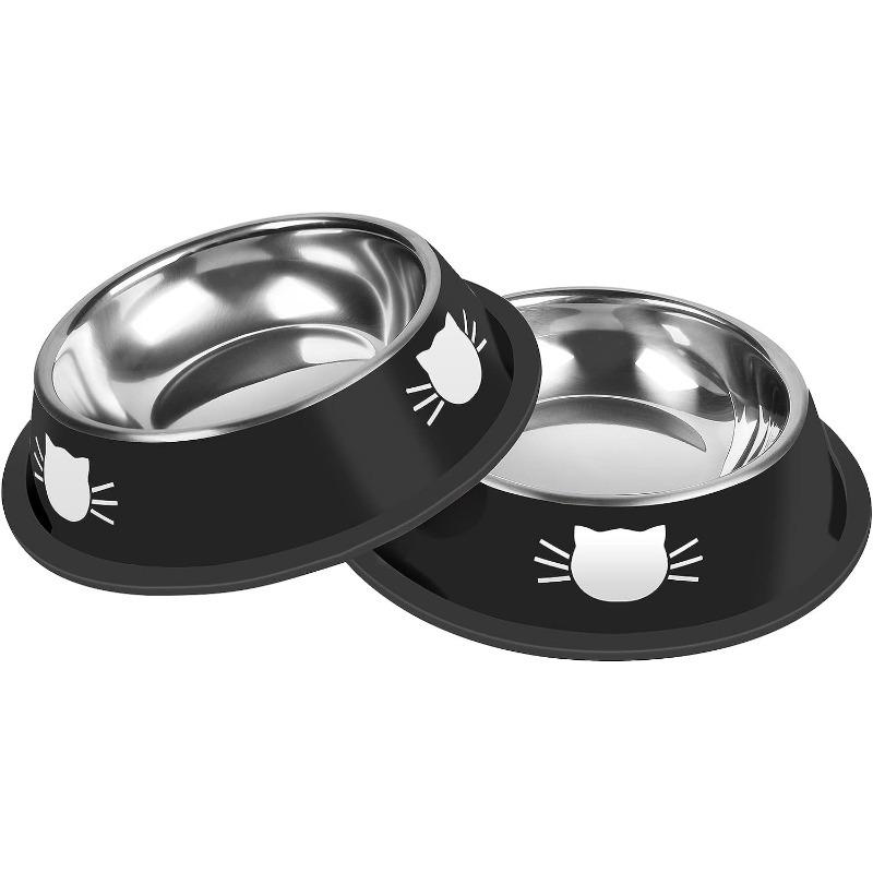 Cat Food Bowl Non Slip Stainless Steel Unbreakable Breakage Removable Rubber High Temperature Resistant Easy Clean Pet Supplies