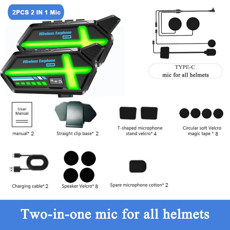 1/2Pcs Bluetooth Motorcycle Helmet Intercom 800M Wireless Intercomunicador 1000Mah Strong Magnetic Attraction With Ambient Light