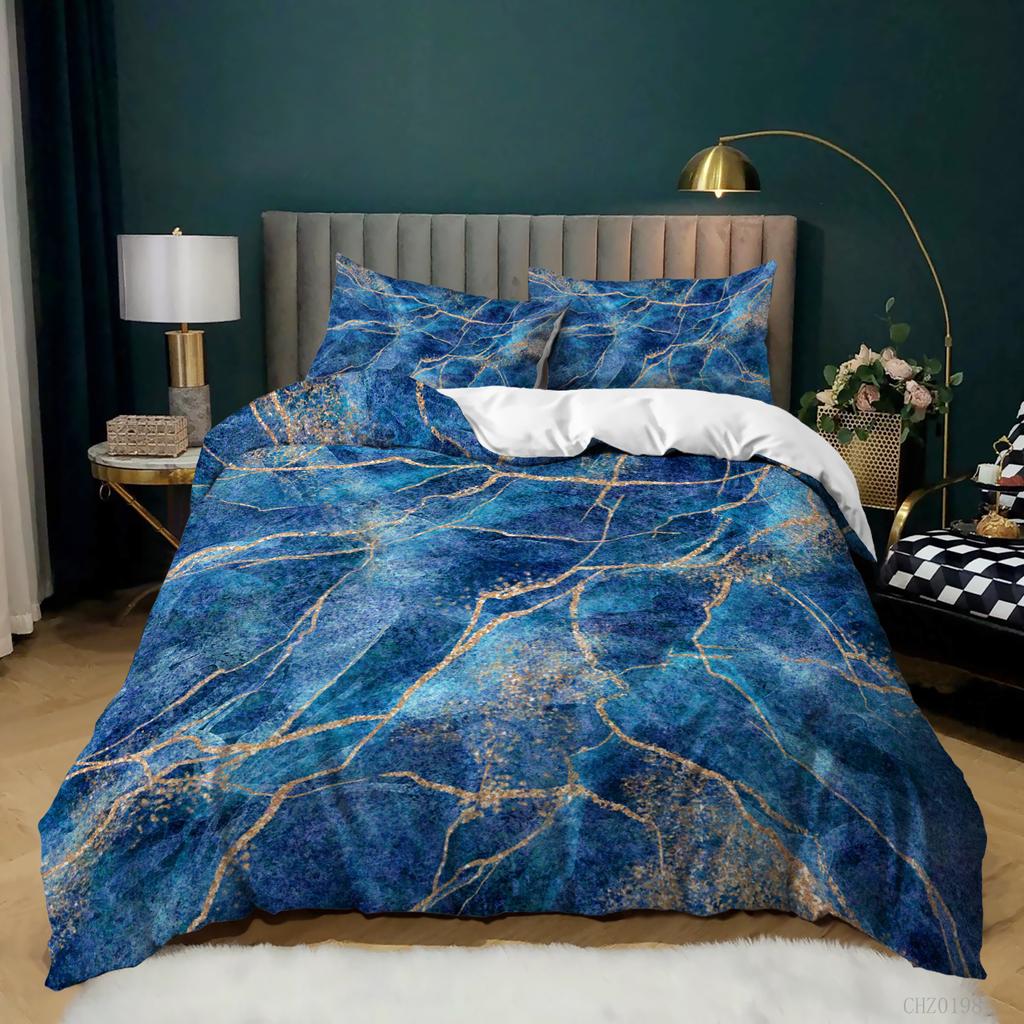 3D Ocean Waves Duvet Cover Set Queen/King for Boy Girl Teens Bedroom Hotel Microfiber Bedding Set Comforter Cover White To Blue