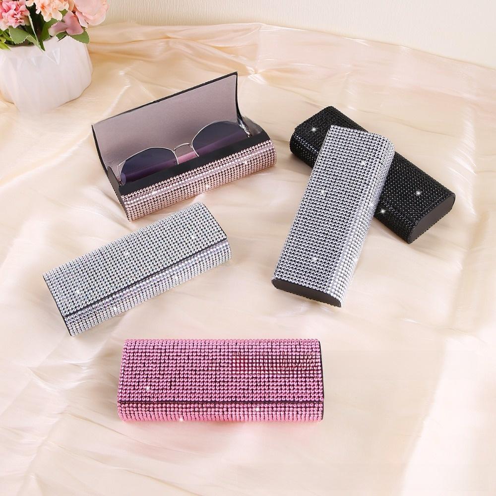 Bling Diamond Car Glasses Case Rhinestone Anti-pressure Eye Glasses Case Hard Shell Sunglasses Case Car Interior Decoration