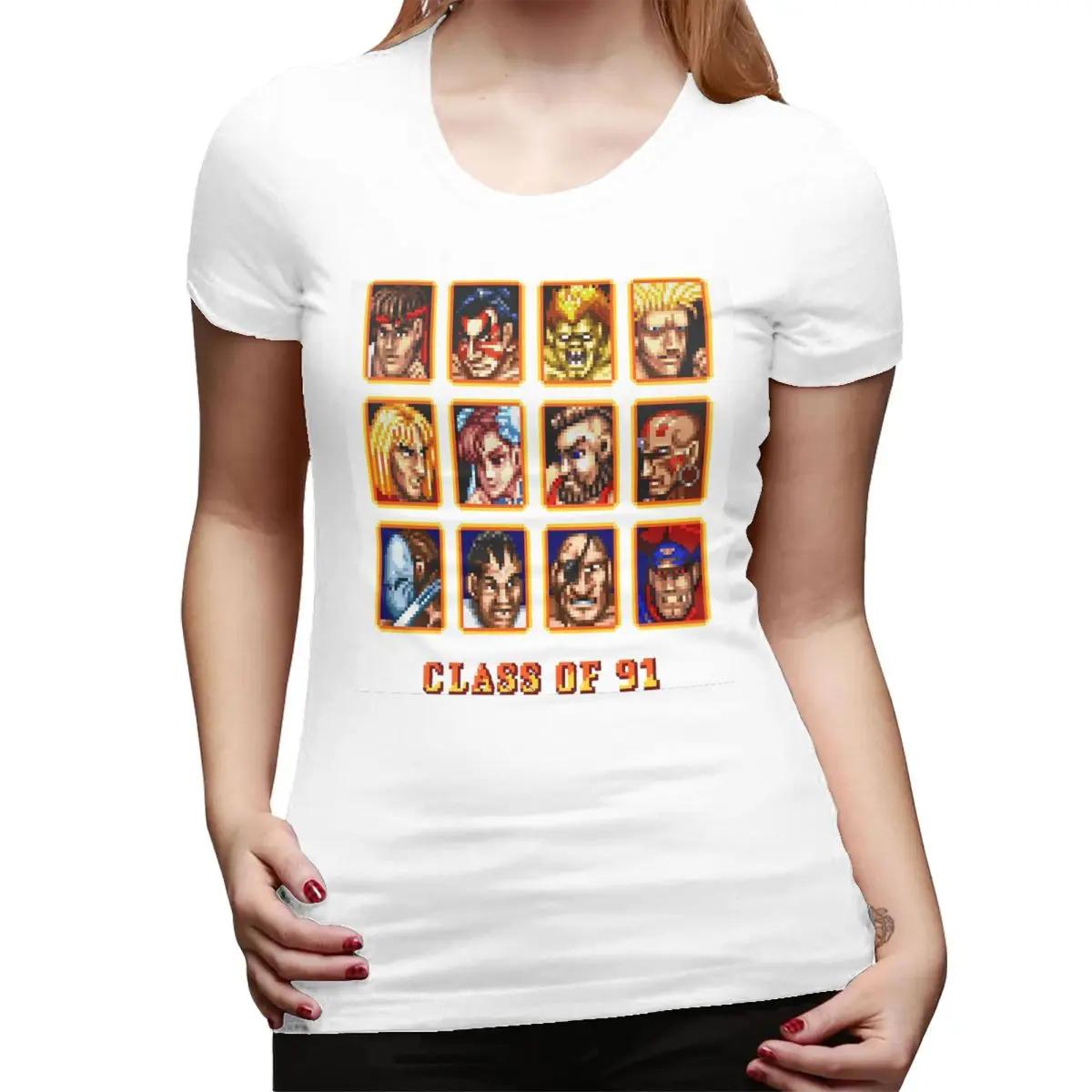 

Defeated Portraits Super Street Fighter TShirt for Women Round Neck Streetwear T Shirts Womens Tees Short Summer Clothes Tops S
