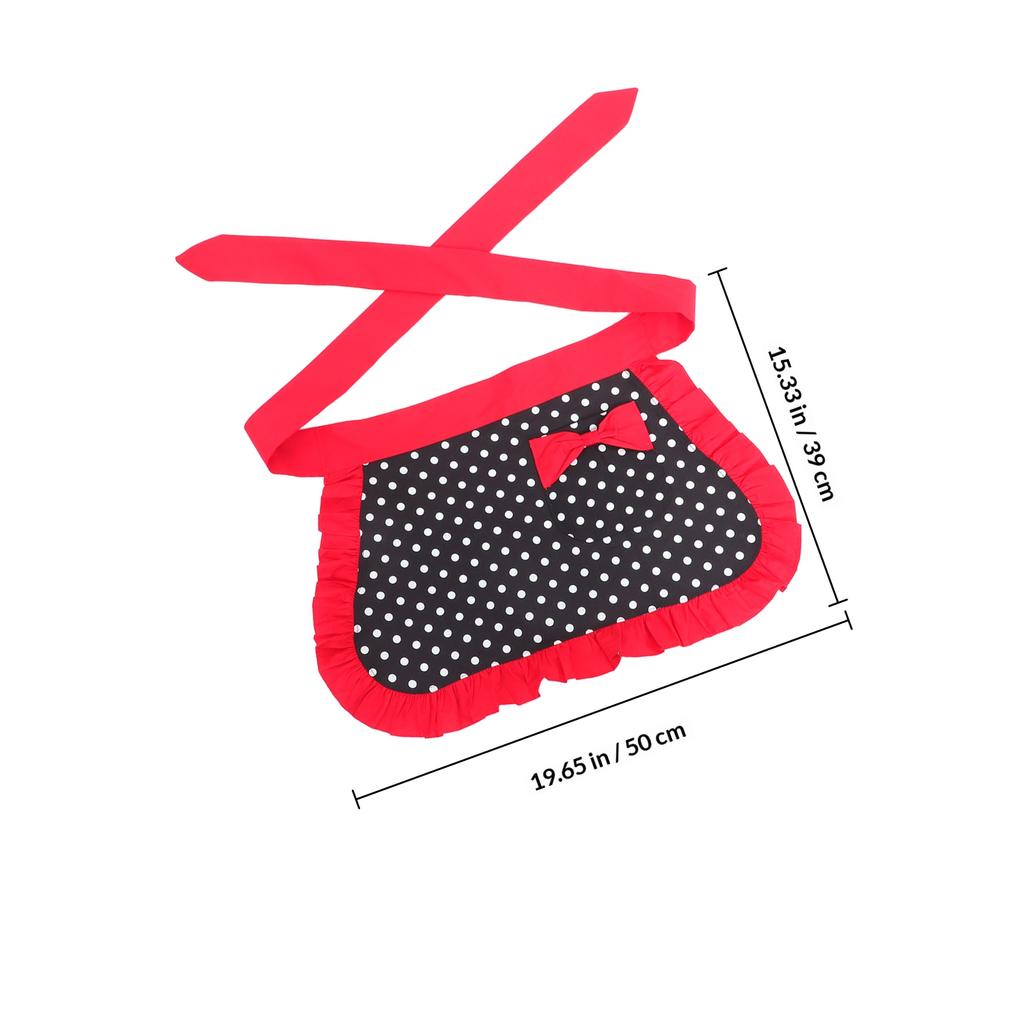 Small Dot For Women Cotton Half Apron Adjustable Waist Tie Machine Washable Kitchen Apron For Cafe Bakery Restaurant