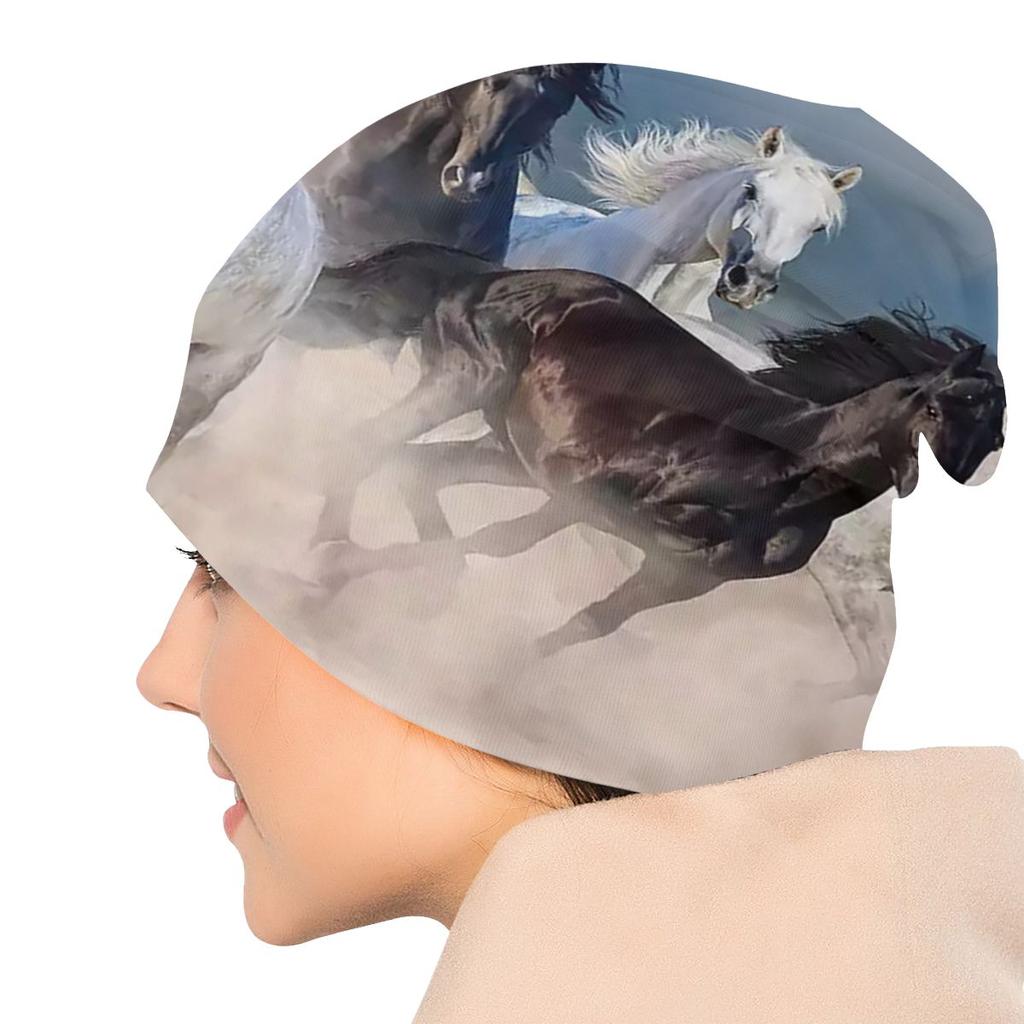 Wptunnel Horse Bonnet Hat Hip Hop Street Skullies Beanies Hats Galloping Horse Unisex Women Knitted Hat Spring Thermal Elastic Caps