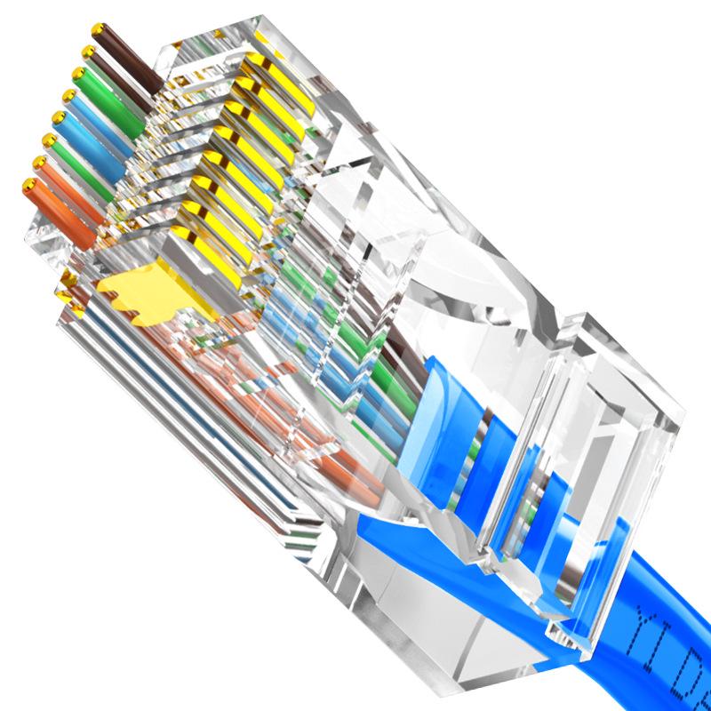 RJ45 Metal Shielded Pass-Through Connector for Cat 5, 6, 7 Cables