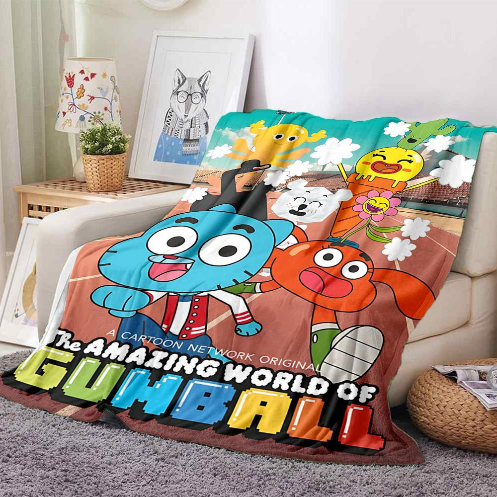 1pc The Amazing World of Gumball Cozy Print Blanket Lightweight Warm Flannel Throw Blanket For Sofa, Bed, Living Room