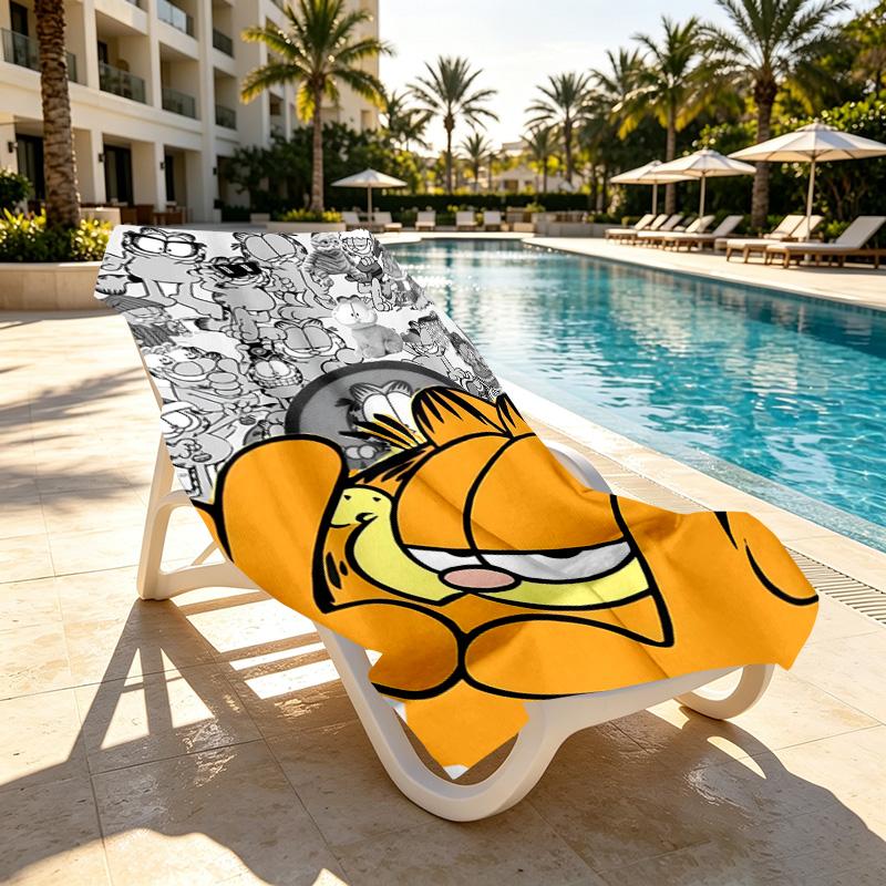 Garfield Print Beach Towel Design, Soft, Lightweight. for Home Bathroom, Spa, Pool, Yoga, Surfing, Camping, Gift for Family, Friend
