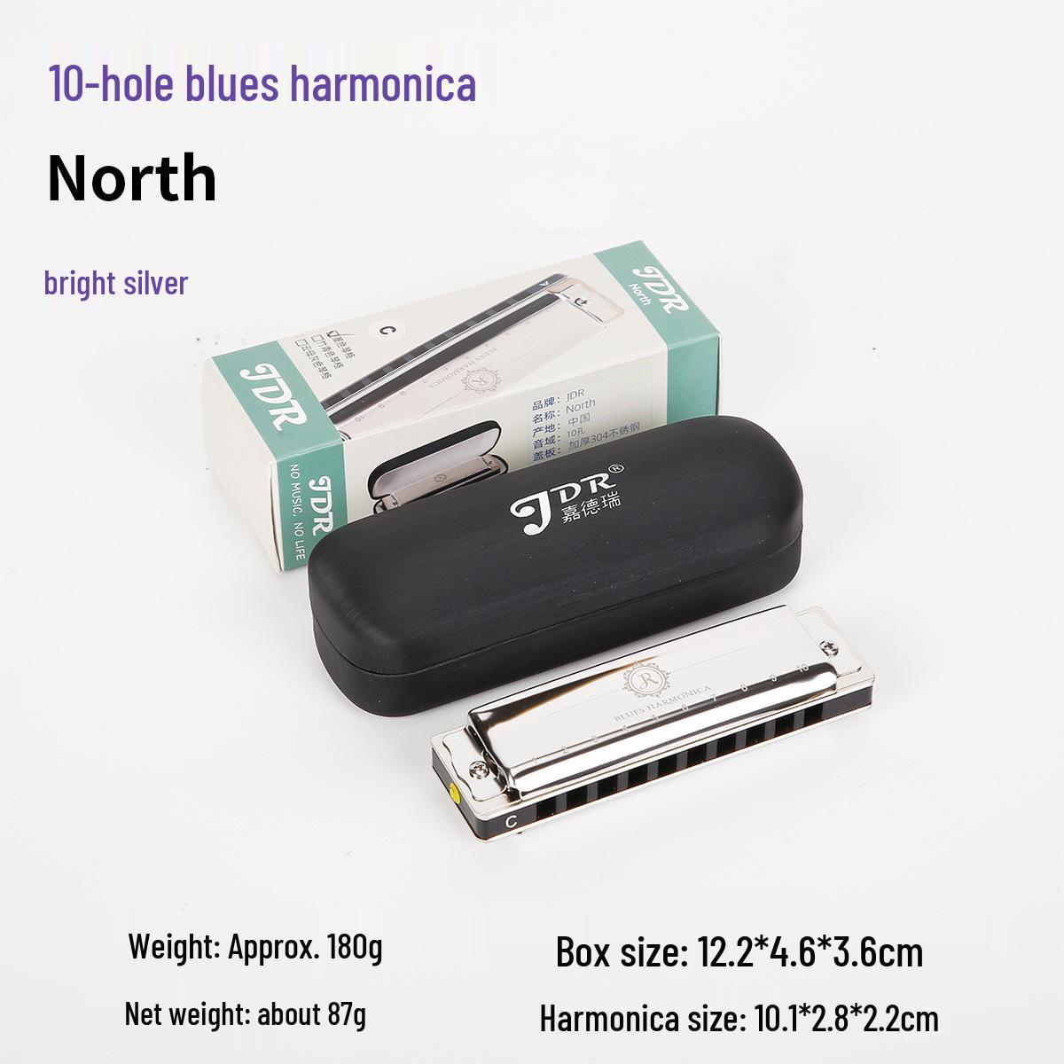 10 Hole C Key Blues Harmonica for Beginners, Adults & Children - Practice Harmonica