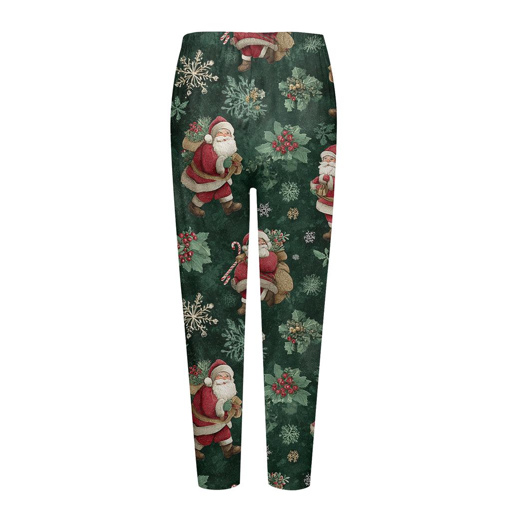 Damen Weihnachten Print Slim Fit Elastische Yoga Freizeit Hose