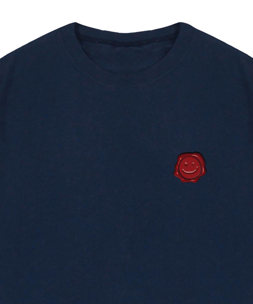GRAVER [Unisex] Sealing Drawing Smile Short Sleeve T-Shirt_Navy