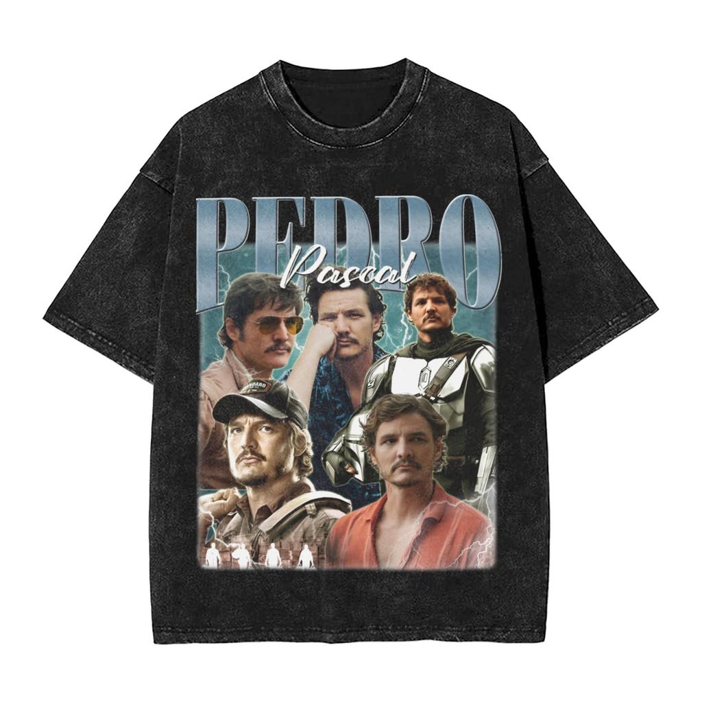 Pedro Pascal Merch Washed T Shirt for Unisex Women Streetwear Hip Hop TShirts Printed Tees Tops Cotton