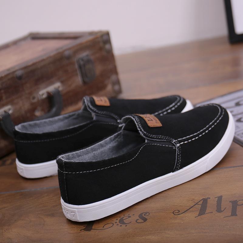 New Spring Canvas Shoes Men Denim Casual Old Beijing Cloth Shoes Men Lazy One Foot Shoes